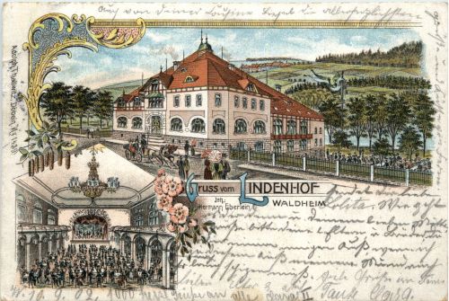 Waldheim - Gruss vom Lindenhof - Litho