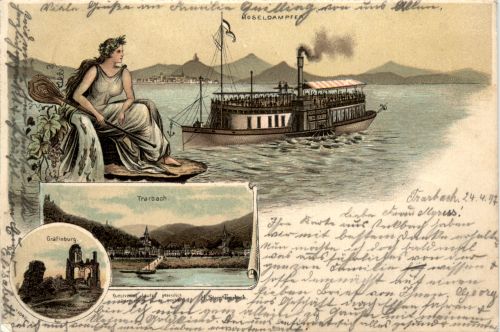 Trarbach - Moseldampfer - Litho 1897