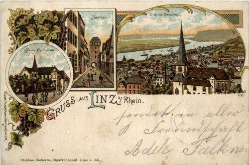 Gruss aus Linz am Rhein - Litho
