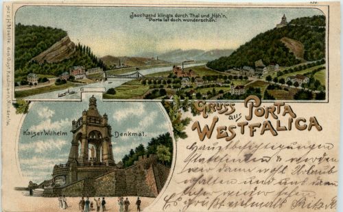 Gruss aus Porta Westfalica - Litho