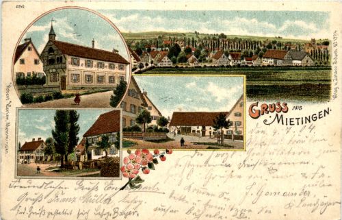 Gruss aus Mietingen - Litho