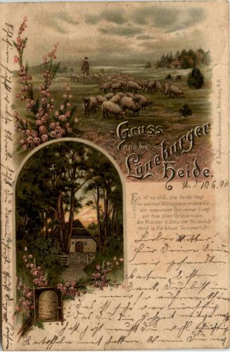 Gruss aus der Lüneburger Heide - Litho