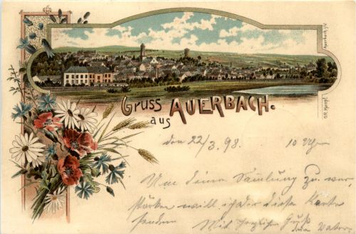 Gruss aus Auerbach Vogtland - Litho
