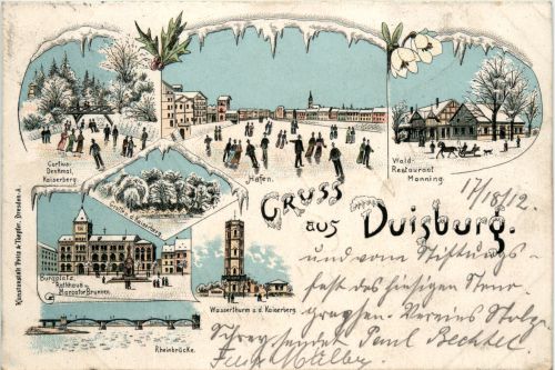 Gruss aus Duisburg im Winter - Litho