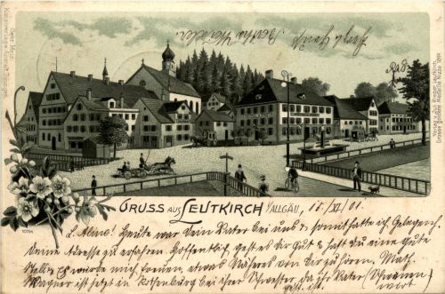 Gruss aus Leutkirch im Allgäu - Litho