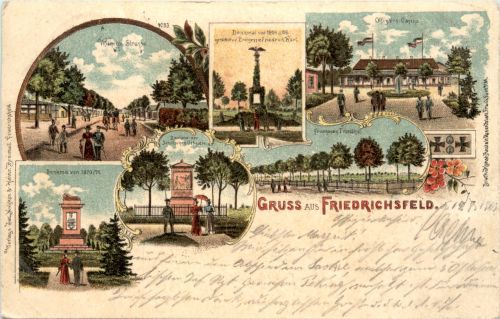 Gruss aus Friedrichsfeld bei Wesel - Litho