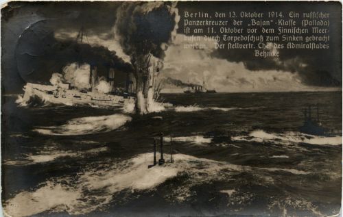Ein russischer Panzerkreuzer de Bajan Klasse - U Boot