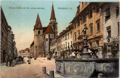 Ansbach - Oberer Markt mit St. Johanniskirche