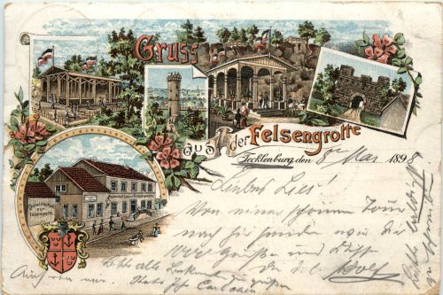 Tecklenburg - Gruss aus der Felsengrotte - Litho