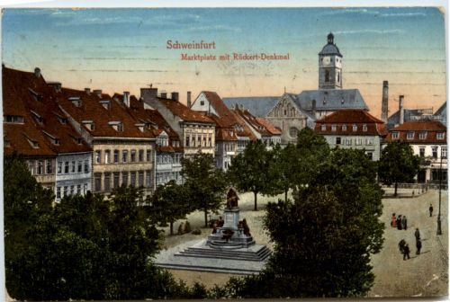 Schweinfurt, Marktplatz mit Rückert-Denkmal