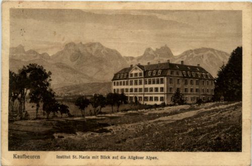 Kaufbeuren, Institut St. Maria mit Blick auf die Allgäuer Alpen