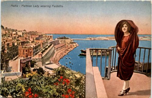 Malta - Maltese Lady wearing Faldetta