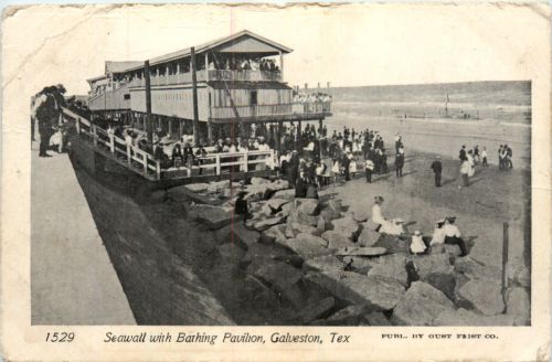 Galveston - Seawall with Bathing Pavilion