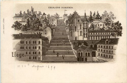 Liege - Escaliers de Bueren - Litho