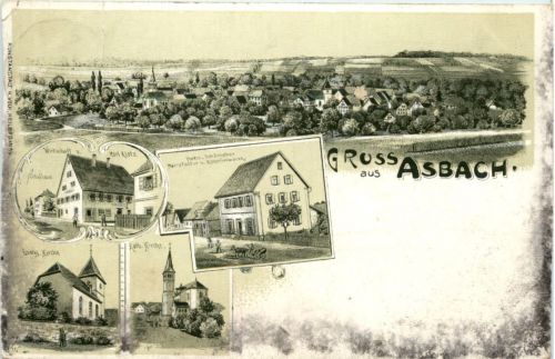 Gruss aus Asbach - Litho - Herbrechtingen