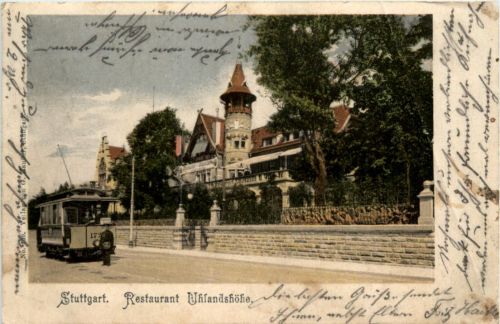Stuttgart - Restaurant Uhlandshöhe mit Strassenbahn