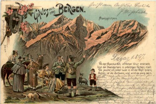 Gruss aus den Bergen - Carl Künzli - Litho