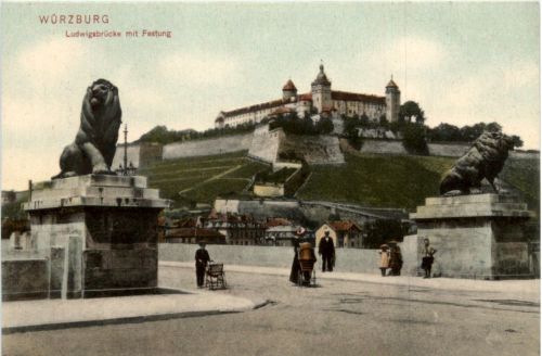 Würzburg, Ludwigsbrücke mit Festung