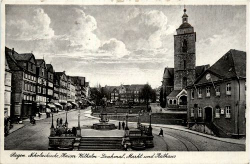 Siegen, Nikolaikirche, kaiser-Wilhelm-Denkmal, Markt und Rathaus