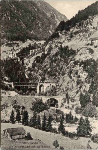 Gotthardbahn - Die Maienreussbrücken bei Wassen