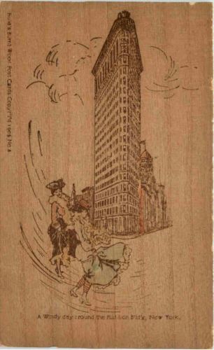 New York - Flat Iron Building - Karte aus Holz