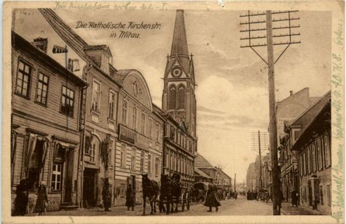 Mitau - Katholische Kirchenstrasse - Feldpost Kraftradfahrer