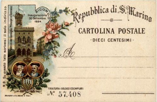 Republica di S. Marino - Inaugurazione 1894