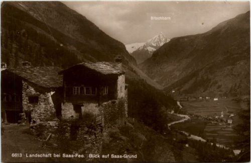 Landschaft bei Saas Fee - Blick auf Saas Grund