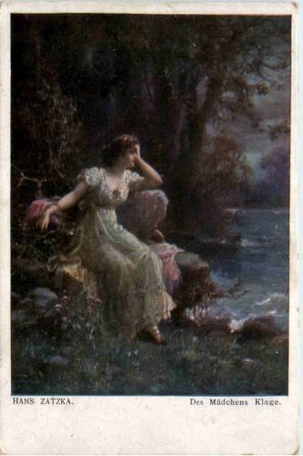 Künstlerkarte Hans Zatzka - Des Mädchens Klage