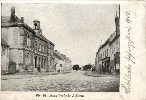 Hauptstrasse in Sissonne - Feldpost Bayr. Res. Inf. Regiment 7