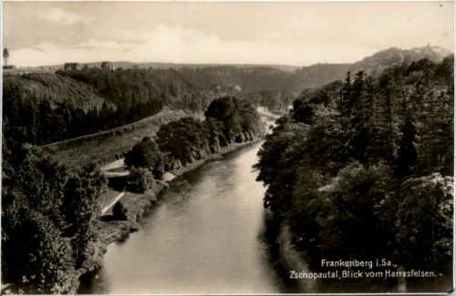 Frankenberg i.Sa., Zschopautal, Blick vom Harrasfelsen