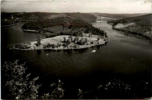 Am Stausee der Bleiloch-Saaletalsperre, Rundblick vom Heinrichstein