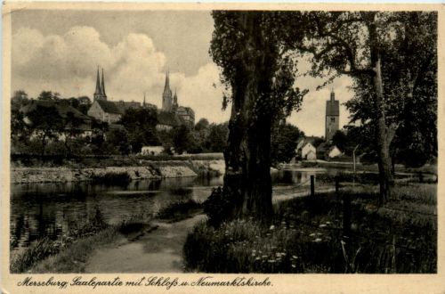 Merseburg, Saalepartie mit Schloss und Neumarktskirche