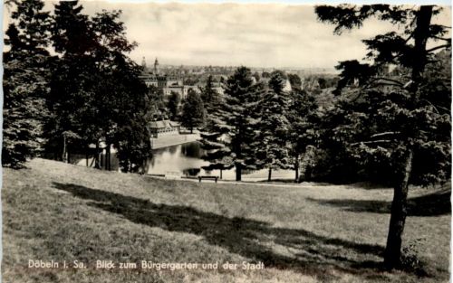 Döbeln, Blick zum Bürgergarten und der Stadt