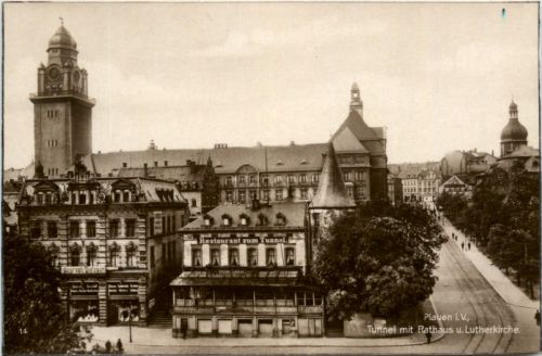 Plauen, Tunnel mit Rathaus u. Lutherkirche