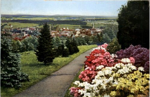 Kamenz, Blick vom Hutberg, Azaleen Anlagen