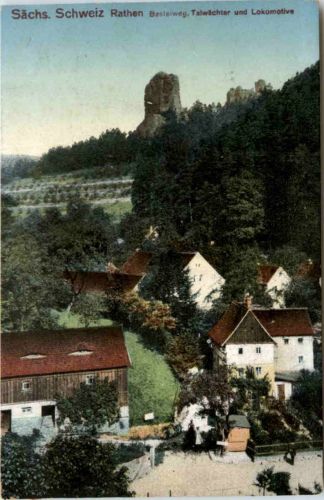 Rathen, Sächs. Schweiz, Basteiweg, Talwächter und Lokomotive