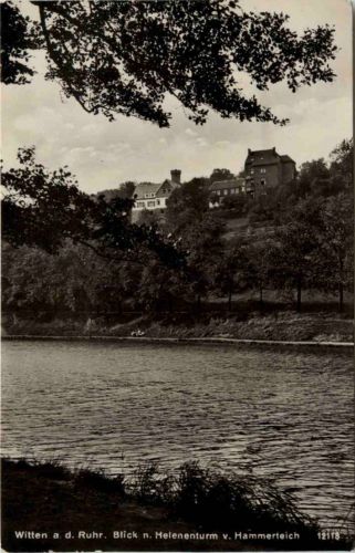 Witten a.d.Ruhr, Blick n. Helenenturm v. Hammerteich