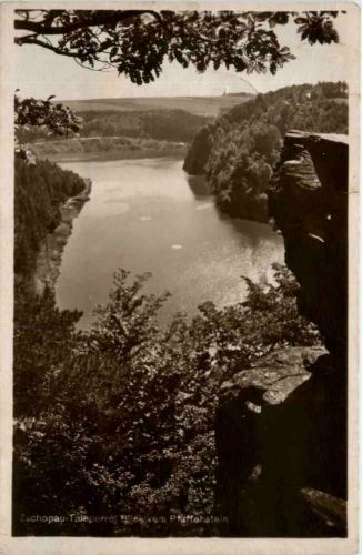 Zschopau, Talsperre, Blick vom Pfaffenstein