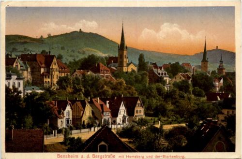 Bensheim a.d. Bergstrasse mit Hemsberg und der Starkenburg