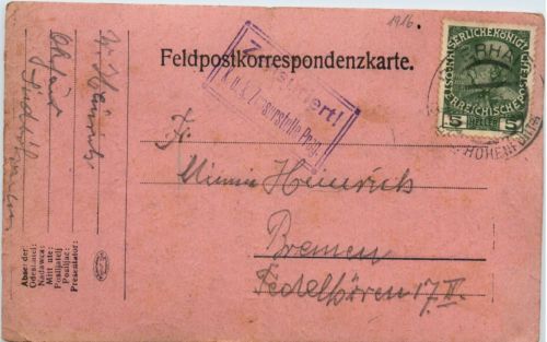 KuK Feldpost Baosic - Zensuriert Graz