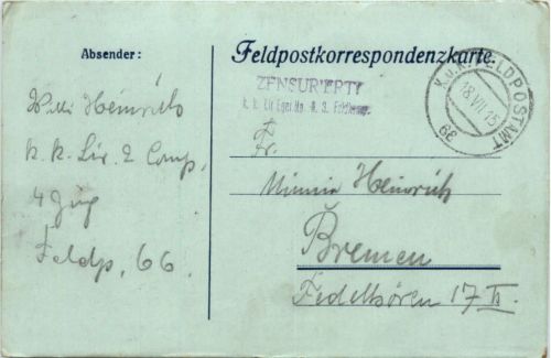 KuK Feldpost - Landsturminfanterieregiment Eger