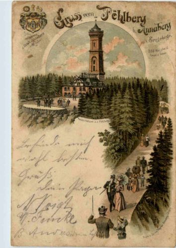 Gruss vom Pöhlberg bei Annaberg - Litho