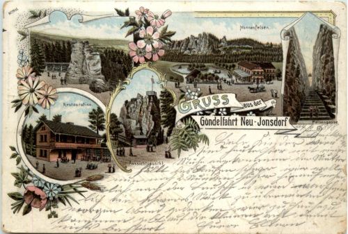 Neu-Jonsdorf - Gruss aus der Gondelfahrt - Litho