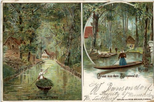 Gruss aus dem Spreewald - Dolzke Fliess - Litho