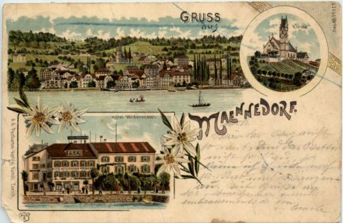 Gruss aus Maennedorf - Litho