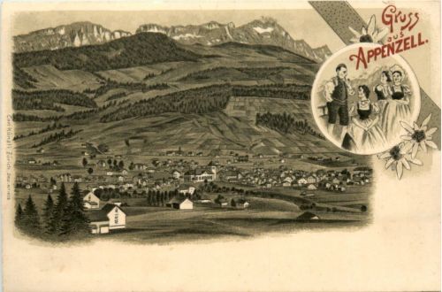 Gruss aus Appenzell - Litho Künzli