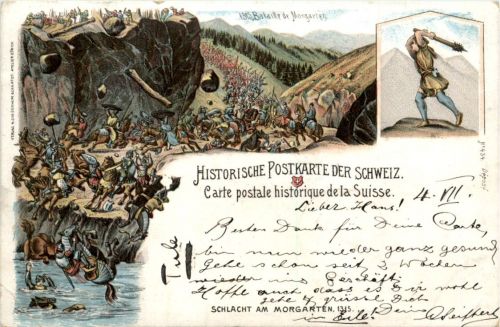 Schlacht am Morgarten - Litho