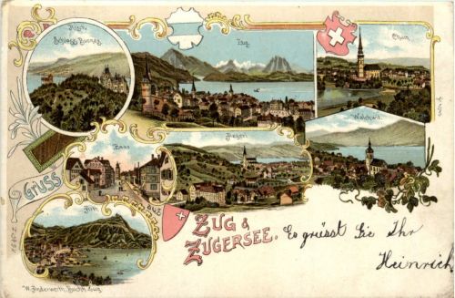 Zug und Zugersee - Litho