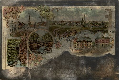 Gruss aus Burgstädt - Litho